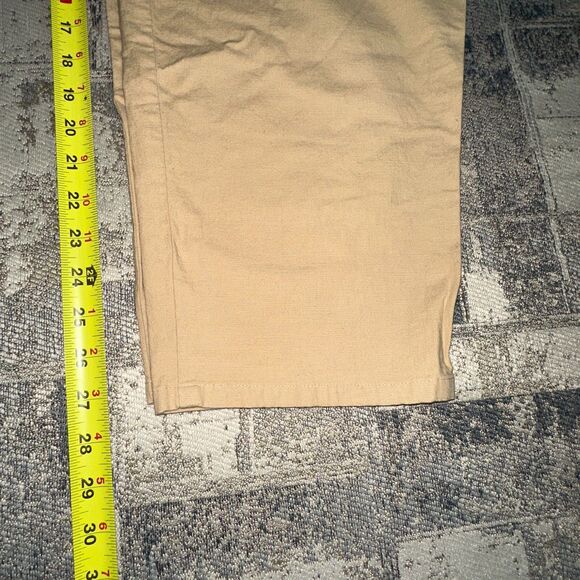 Talbots Women Pants Stretch 16 Tan Khaki High Rise Wide Pockets Belt Loops - Picture 6 of 11